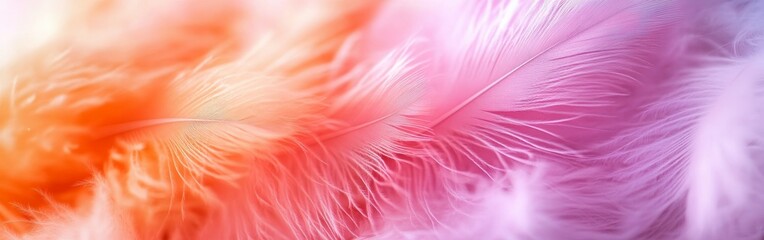 Poster - Colorful Blue and Pink Feathers Close-Up
