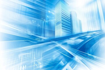 Aufkleber - Futuristic Cityscape: Abstract Blue Metropolis