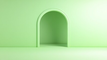 Wall Mural - Soft Green Archway Entrance in Minimalist Interior Setting with Smooth Textures and Subtle Lighting Effects