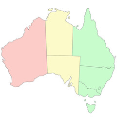 Wall Mural - Australia administrative map on white background