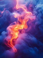 Fototapete - Colorful swirling smoke creating abstract shapes on blue and purple background