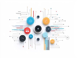 Poster - marketing research survey preferences, customer choice focus, abstract innovative data visuals, clea