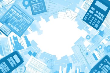 Poster - Abstract Blue Financial Data and Calculators Background