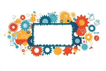 Poster - Colorful Gear Frame: Template for  Ideas and Innovation