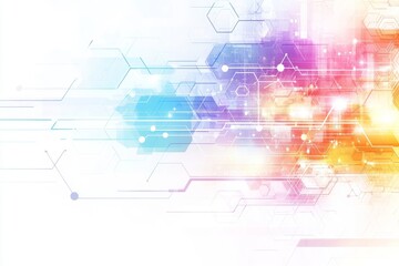 Aufkleber - Abstract Technological Background with Hexagonal Circuitry and Soft Color Palette