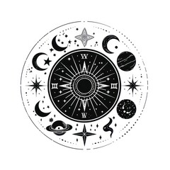 Wall Mural - surreal aesthetic zodiac logo art symbol disk.