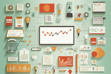 Poster - Flat Design Infographic: Business Data Analysis and Strategy