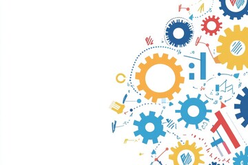 Poster - Colorful Gear Mechanism: Abstract Business Illustration