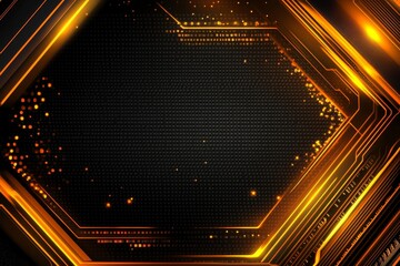 Aufkleber - Abstract Orange and Black Technological Hexagon Background