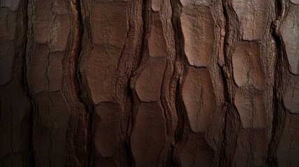 Detailed closeup of tree bark texture in natural woodland setting closeup