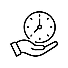 Poster - Hand holding clock icon representing time management and productivity in minimalist style