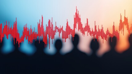 Poster - Analyzing audio data trends sound analysis event digital workspace abstract background aerial view data visualization