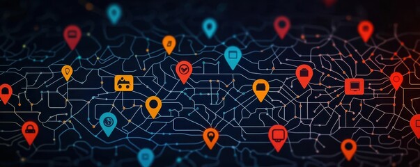 Poster - Mapping connections geolocation data visualization digital space infographic abstract aerial view technology concepts