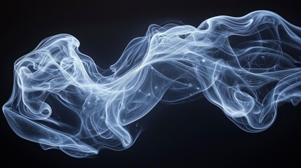 Wall Mural - Ethereal wisps of smoke swirling against black backdrop