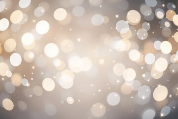 Aufkleber - Abstract blurred golden bokeh lights with small sparkles on a soft beige background.