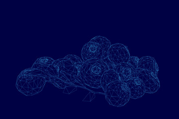 Poster - Blue background with a bunch of blueberry. The image is abstract and has a dreamy, ethereal quality to it