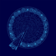 Fototapete - Blue circle with a slice of pie in it. The pie is cut
