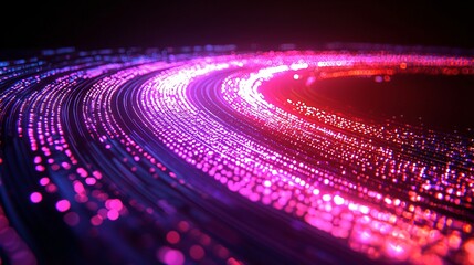 Fototapete - Abstract Pink and Purple Swirling Light Trails Futuristic Technology Background