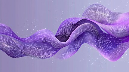 Fototapete - Abstract Purple Wave with White Dots Elegant Swirling Design Digital Art Background