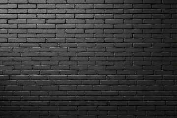 Poster - Black brick wall with a smooth surface, illuminated subtly, creating a textured yet minimalistic background concept.