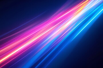 Aufkleber - Abstract vibrant streaks of neon pink, blue, and orange light on a dark gradient background. Concept of energy and dynamic motion.
