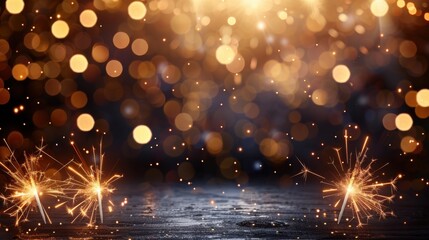 Poster - A sparkling celebration scene featuring glowing bokeh lights and vibrant sparklers, creating a festive and magical atmosphere.