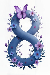 Poster - number 8 symbol of world women's day . Generative AI