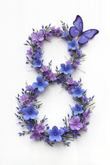 Poster - number 8 symbol of world women's day . Generative AI