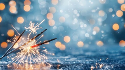 Poster - A close-up of sparklers igniting against a blurred, colorful background, creating a festive and magical atmosphere.