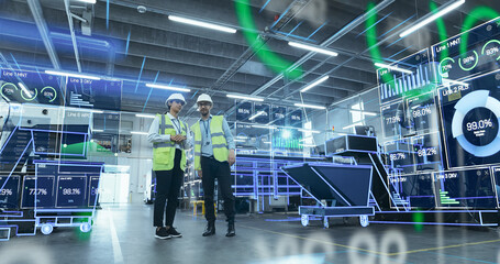 Poster - Engineers Examine Holographic Turbine Engine in High-tech Factory. Augmented Reality Display Shows Intricate 3d Model, Design and Analysis Processes for Advanced Manufacturing Innovation.