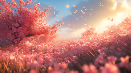 Poster - cherry blossoms in spring . Generative AI