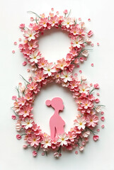 Poster - number 8 symbol of world women's day . Generative AI