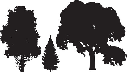 set trees. hand drawn vector illustration