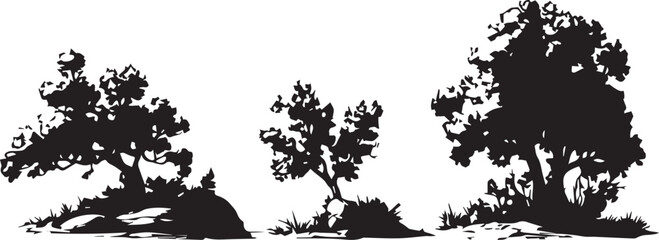 Set Trees. Hand drawn vector illustration	