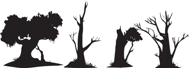 Set Trees. Hand drawn vector illustration	