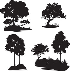 Set Trees. Hand drawn vector illustration	