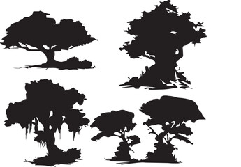 Set Trees. Hand drawn vector illustration	
