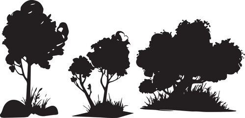 Set Trees. Hand drawn vector illustration	