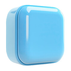 Blue square button, app icon, white background