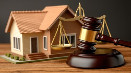Poster - House and garden figurines placed on a wooden table for decoration and aesthetic appeal