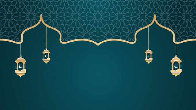 Islamic style decorative background design featuring Ramadan Kareem and Eid themes. Realistic Arabic ornamental patterns. ideal for festive greetings and celebratory designs.