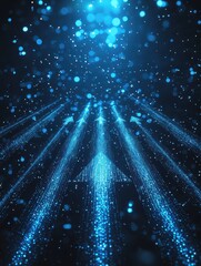 Poster - Digital arrows moving upward abstract background visual art dark environment high-tech viewpoint progress concept