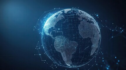 Poster - Digital Globe with Network Connections in Dark Background