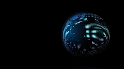 Poster - Blue and Black Abstract Globe with Dotted World Representation
