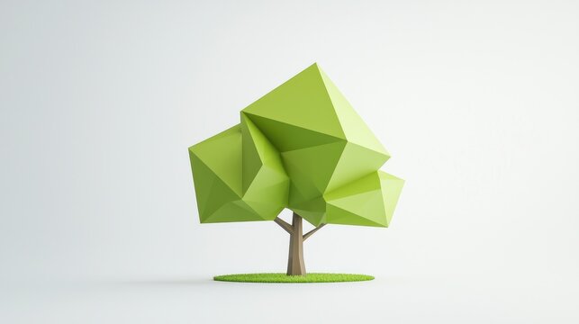 Low Poly Green Tree: Geometric Nature Illustration