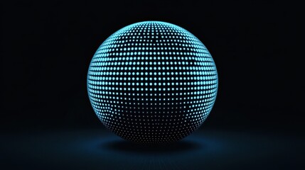 Poster - Blue Light Sphere with Dots in Dark Background for Digital Art