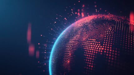 Poster - Abstract Digital Globe with Dots and Lights in Dark Background