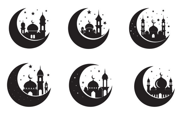 EID Moon black silhouette icon set