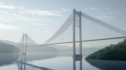 Aufkleber - A clean design featuring a digital rendering of a suspension bridge with an engineering overlay.