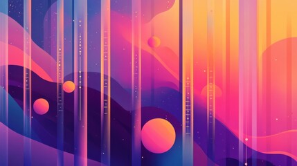 Wall Mural - vibrant abstract artwork with colorful shapes and soft gradients